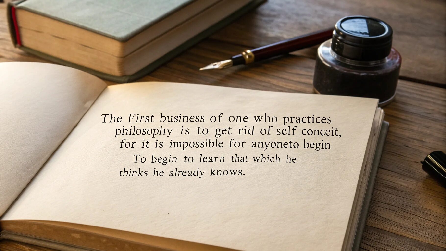 The first business of one who practices philosophy is to get rid of self-conceit, for it is impossible for anyone to begin to learn that which he thinks he already knows.