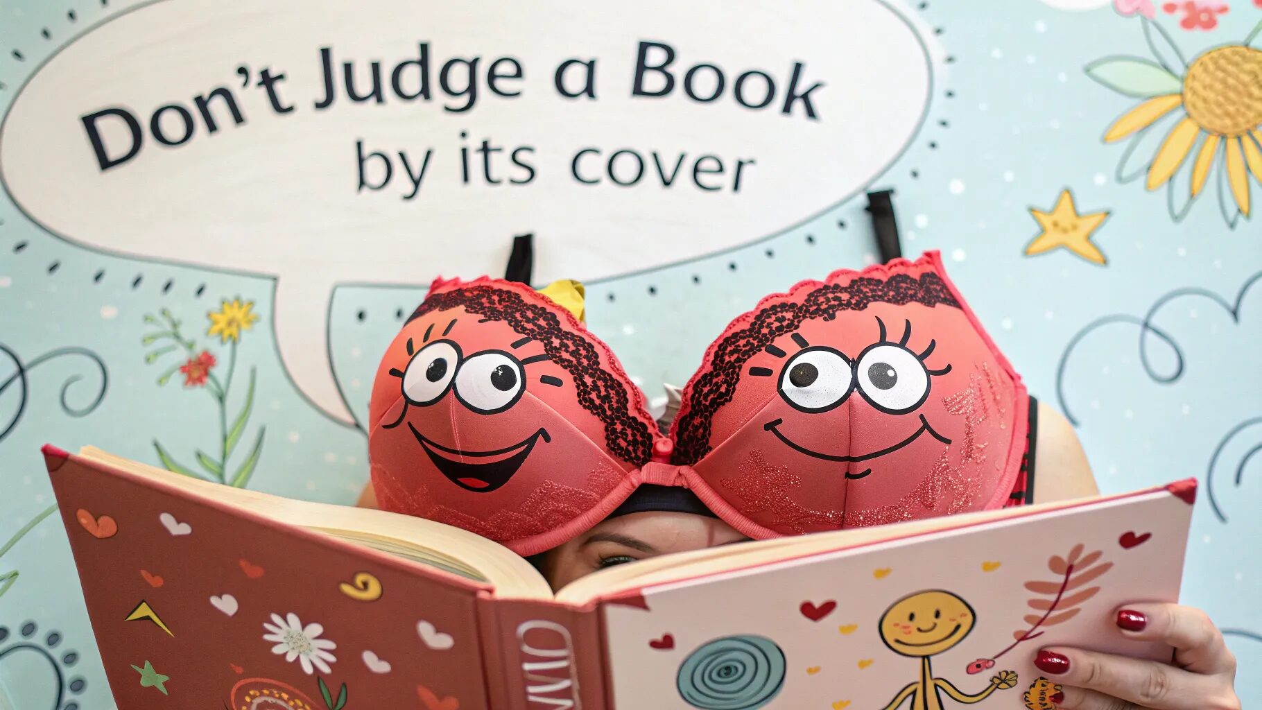 "Don't judge a bra by its cover. Put your hands inside and discover."