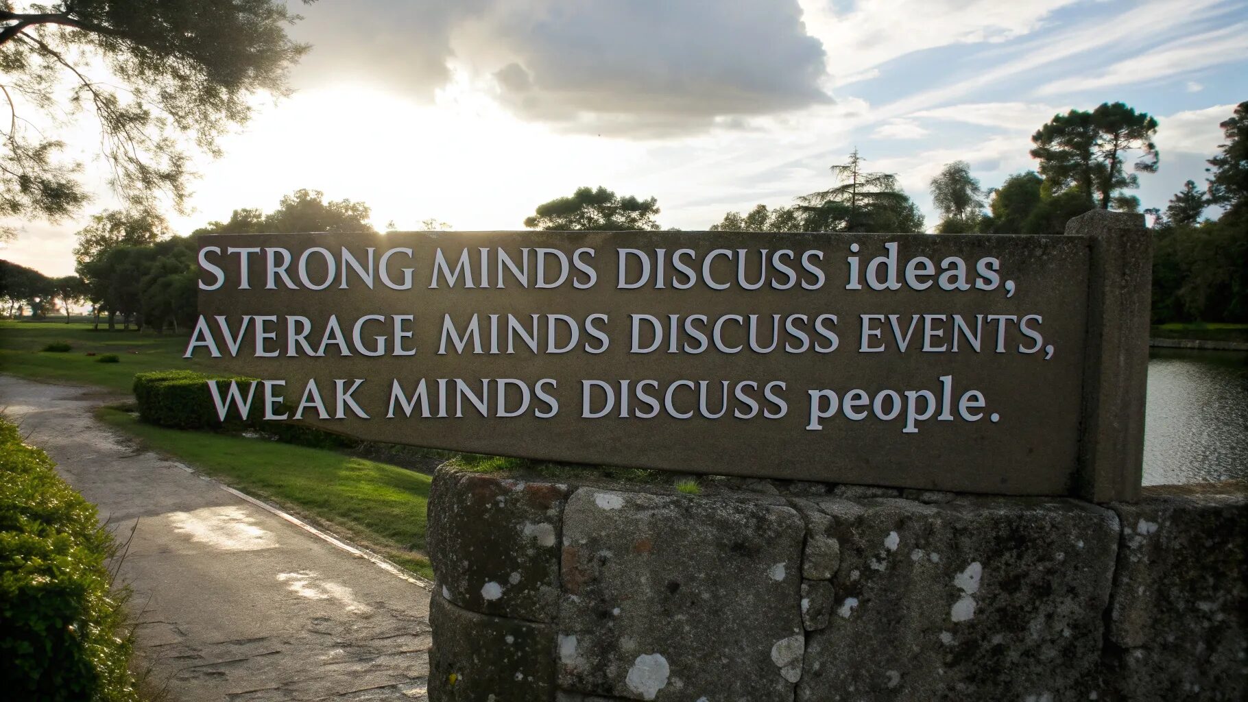 “Strong minds discuss ideas, average minds discuss events, weak minds discuss people.”