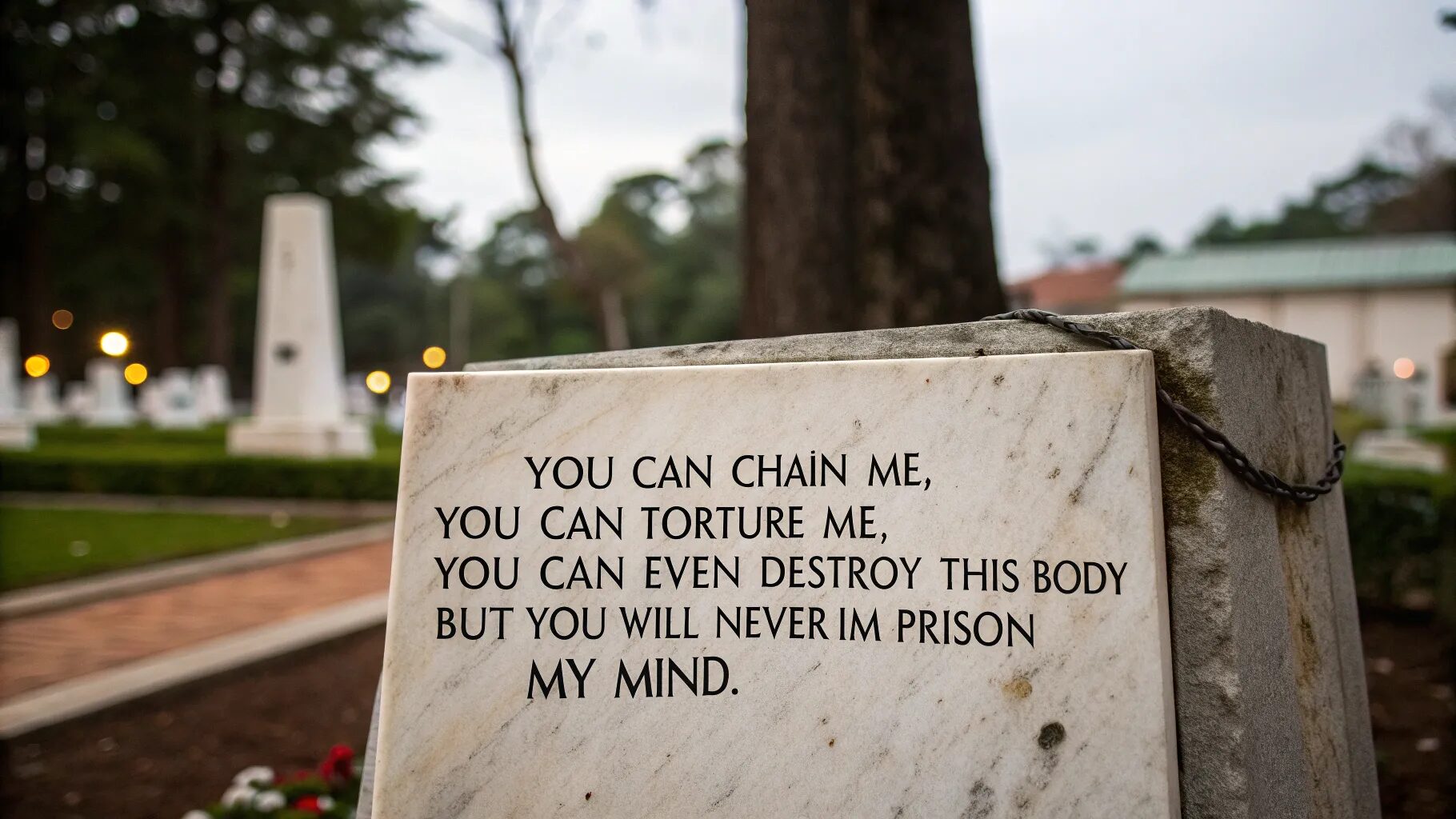 "You can chain me, you can torture me, you can even destroy this body but you will never imprison my mind."