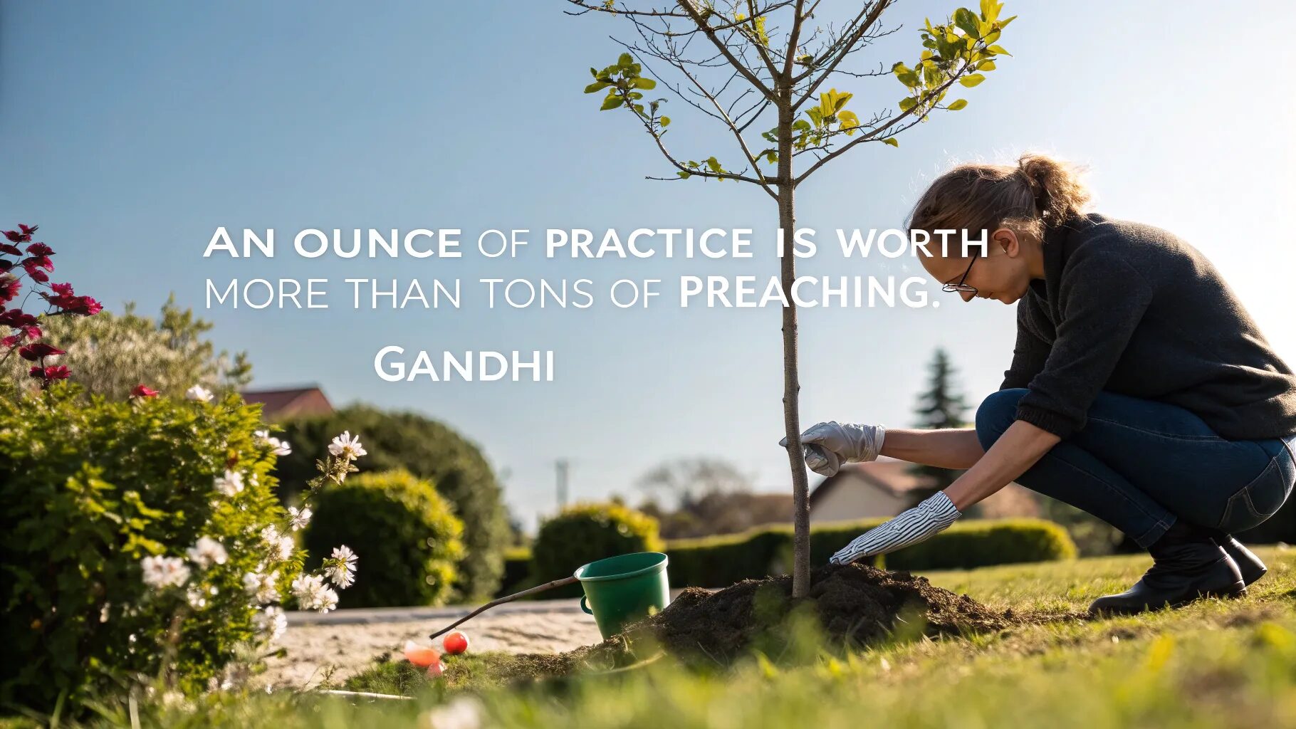 An ounce of practice is worth more than tons of preaching.
