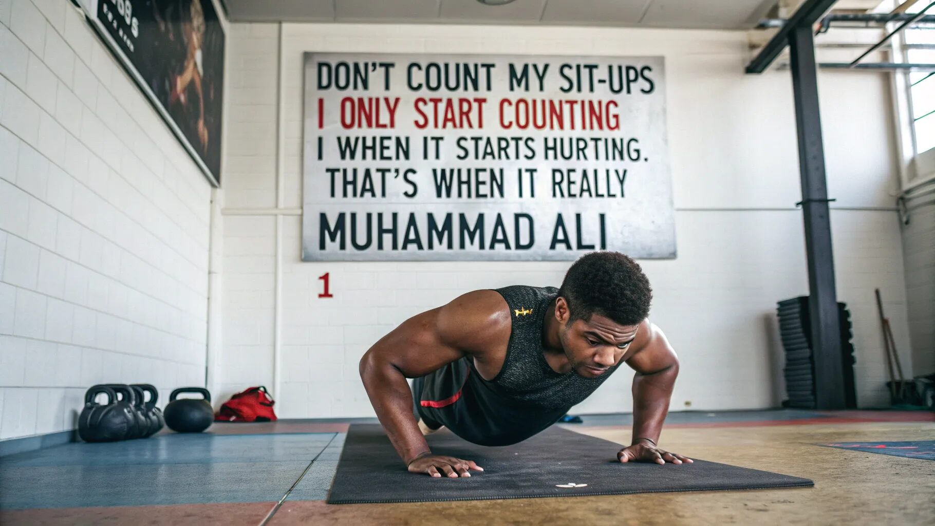 “I don't count my sit-ups; I only start counting when it starts hurting. That's when it really counts.” — Muhammad Ali