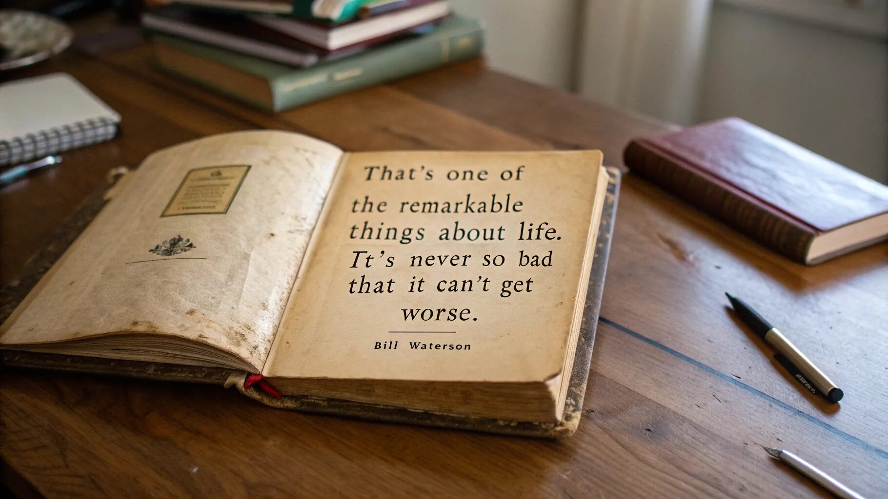 “That's one of the remarkable things about life. It's never so bad that it can't get worse.” ― Bill Watterson